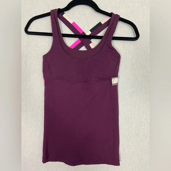 Lululemon Athletica  Stuff Your Bra cross cross Tank Pink Plum - Picture 6 of 13
